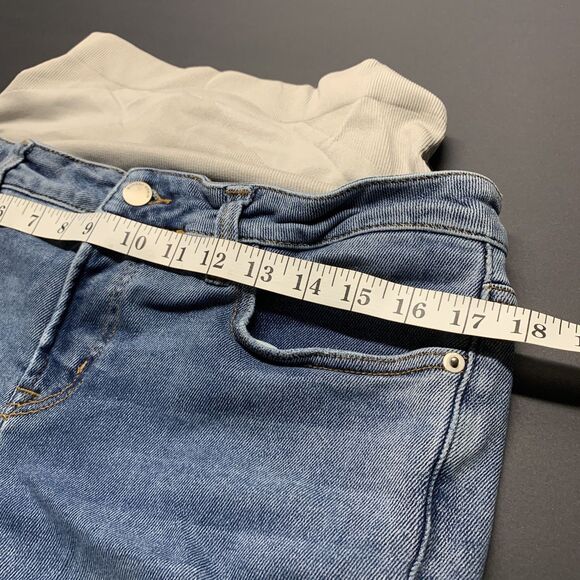 BLANQI® Maternity Jeans Size 12 Capri Knit Band Straight Leg Med Wash Denim READ - Picture 8 of 12